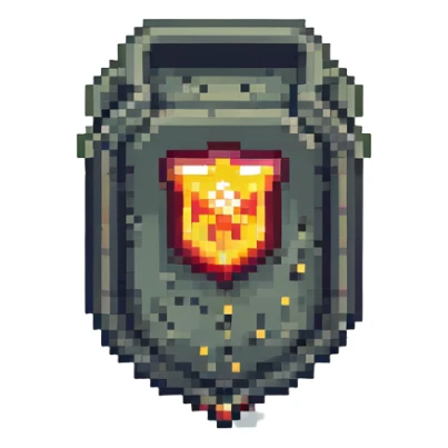 Valorant Iron rank icon, pixel art style, minimal sticker