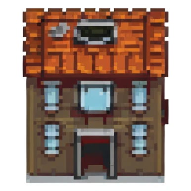 Soviet house, pixel art style, small scale, boxy, flat roof, minimal color sticker
