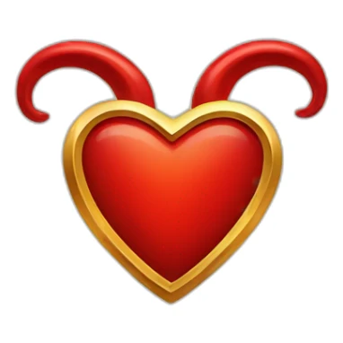 Gold heart frame with red horns sticker