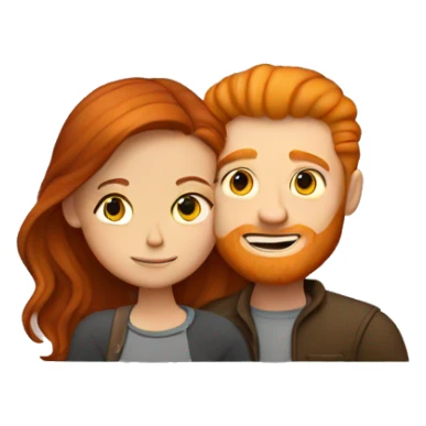 Ginger man hugging a brunette girl sticker