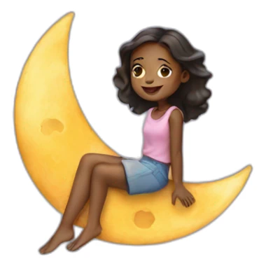 Girl sitting on moon sticker