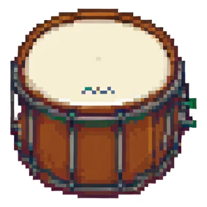 snare drum, minimal and vibrant, pixel art style sticker