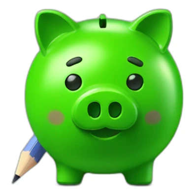 green piggybank with pencil sticker