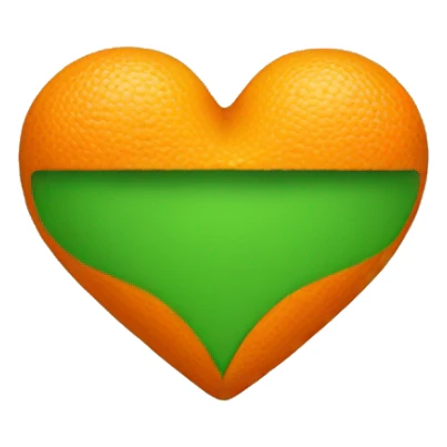 Half orange color and green small heart sticker