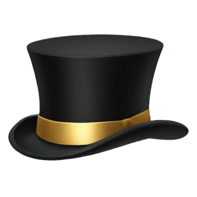 Black top hat with gold band sticker