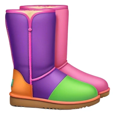 Purple, pink, green, orange and yellow Ugg boots sticker