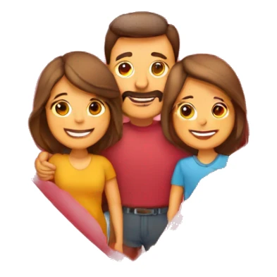 Heart and mom and dad and kids sticker