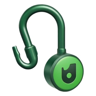 Most minimal possible JBL Clip 4 design, single green object with one darker green spot and small hook, iOS emoji style sticker