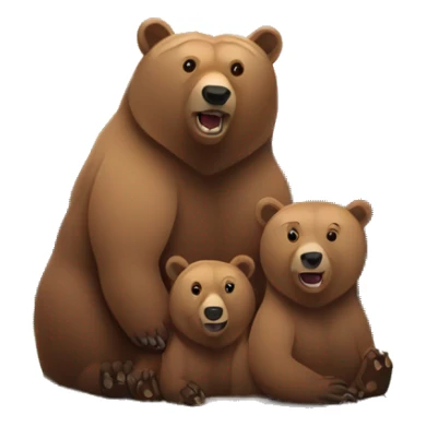 Grizzly bear mama with cub surrounded by mountains sticker