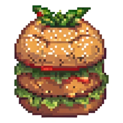 A delivery burger in pixel art style sticker
