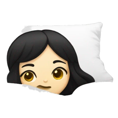 white girl black hair laying down on pillow  sticker