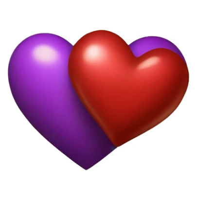 Corazón marron y un corazon morado abrazándose  sticker