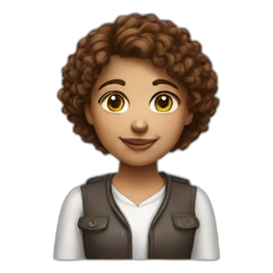 developer girl with brown curly hair sticker