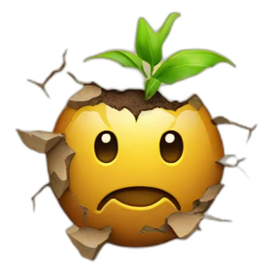 emoji symbolizing drought: cracked earth, withered plant. sticker