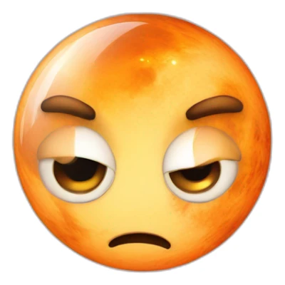 planet Venus with a cartoon fearful face with big thoughtful eyes sticker