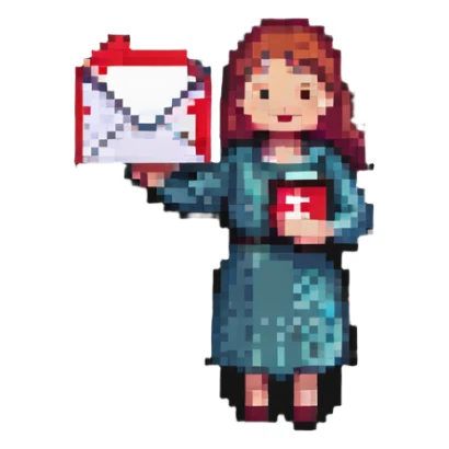 woman holding mail sticker