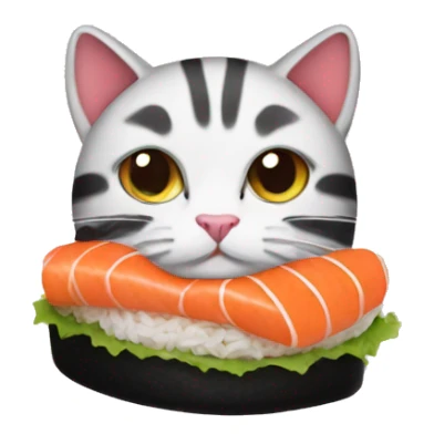 cat wearing a hat made of sushi sticker