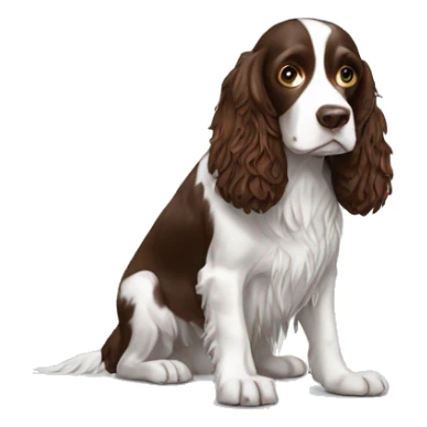 Image of a springer spaniel standing on a laptops keyboard sticker