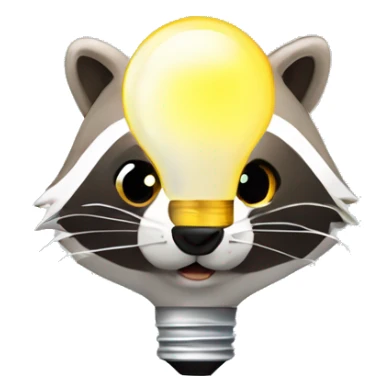 Light bulbs are flying around the raccoon's head sticker