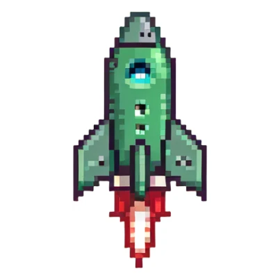 Prominent green checkmark emoji (iOS style) with a tiny rocket ship flying diagonally in the bottom right corner sticker