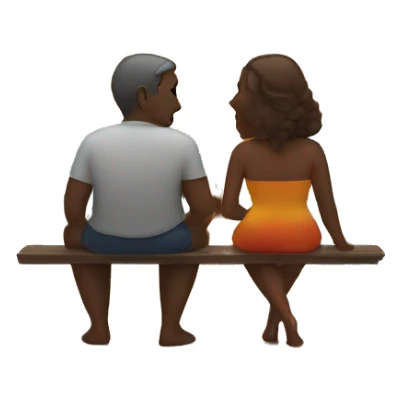 a man and women watching sunset in a beach sticker