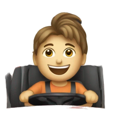 a happy person driving enormous tractor sticker