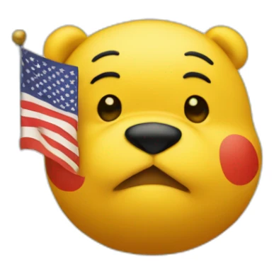 pooh face in front of china flag sticker