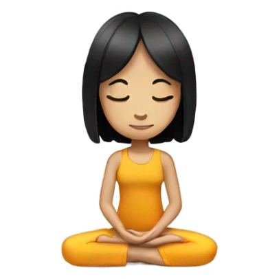 young white girl with black hair meditating sticker