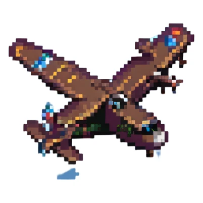 airplane flying through pixelated sky with FLY in blocky letters, pixel art style sticker