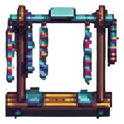 a seesaw, pixel art style, bright colors sticker