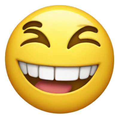 Yellow emoji laughing with tongue on front teeth  sticker