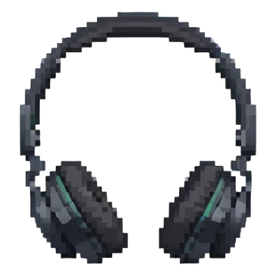 Retro pixel art black wireless headphones with minimal details sticker
