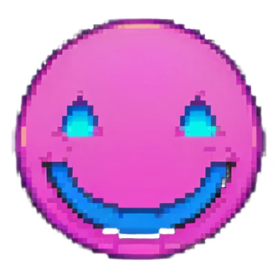 neon blue and pink glowing emoji sticker