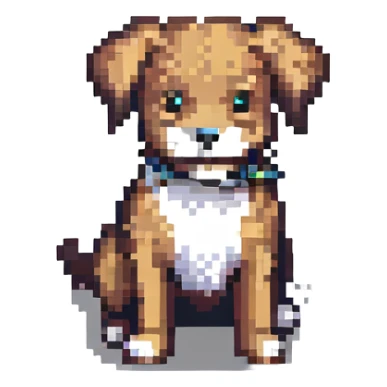 A pixel art style image of a dog. sticker