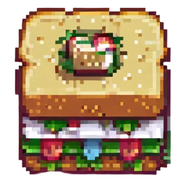 a classic sandwich, pixel art style sticker
