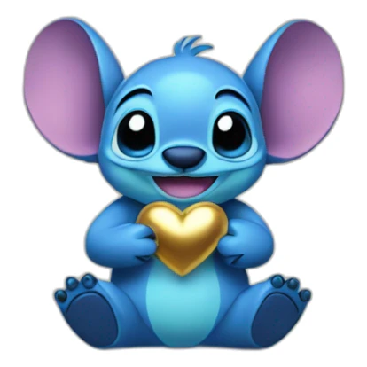 Stitch handing a gold heart sticker