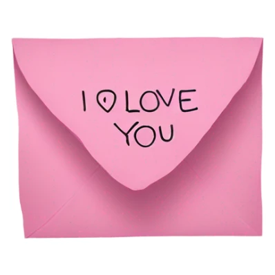 Pink paper that says I love you  sticker