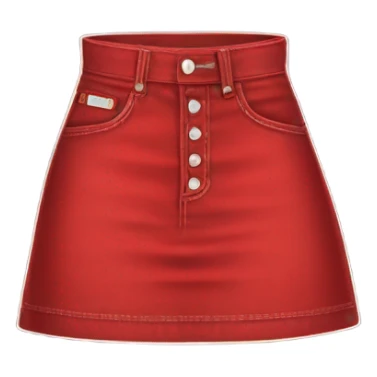 Realistic A-line high waisted red denim mini skirt, isolated sticker