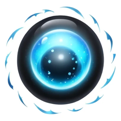 magical onyx orb floating with a silver-blue aura, cosmic particles around it sticker