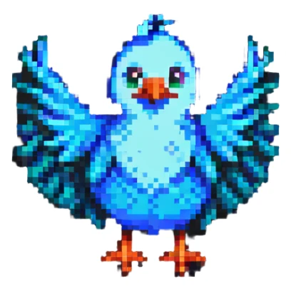 A bird in the style of an icon, pixel art sticker