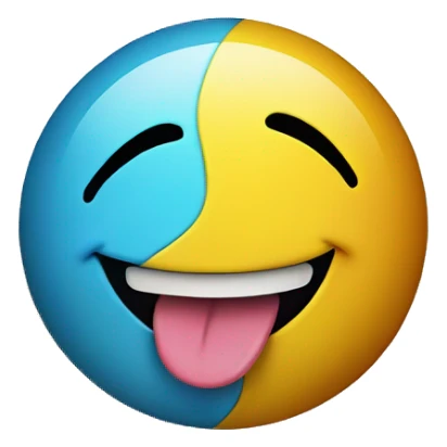 smiley face with tongue sticking out between peace sign sticker