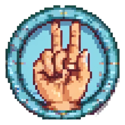 hand gesture representing 'ok', thumb and index finger forming a circle, pixel art style sticker