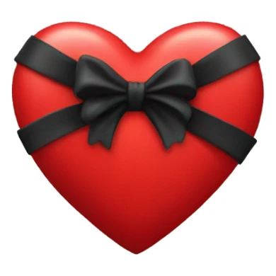a red heart emoji with a black bow wrapped around it sticker