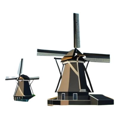 cinematic-realistic-kinderdijk-windmills-landmark-emoji,-showcasing-traditional-dutch-windmills-aligned-along-a-tranquil-canal,-with-lush-green-fields ina. picture frame sticker