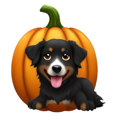black australian shepherd dog in a pumpkin sticker