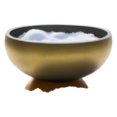 Tibetan singing bowl in nature. over snow field. sticker