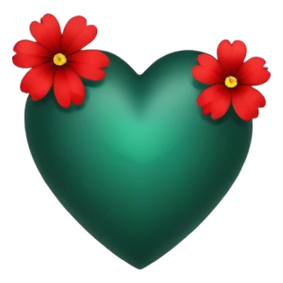 dark emerald heart with flowers sticker