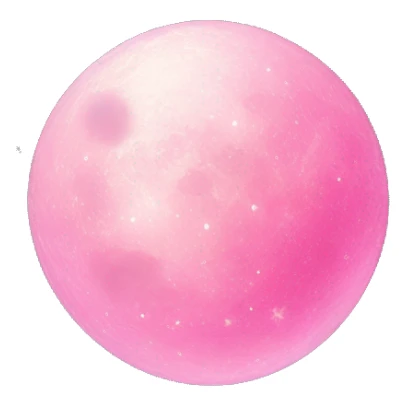Pink Moon glitter around and stars and clouds foggy sticker