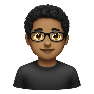 boy with black tinted glasses and black hair  sticker