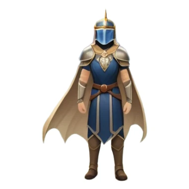 An icon featuring a hero with a closed visor, standing in a majestic, mystical landscape, inspired by RPGs like Elden Ring. The design includes a stunning, ethereal background with towering castles and distant mountains, symbolizing the adventure and mystery. Transparent background sticker